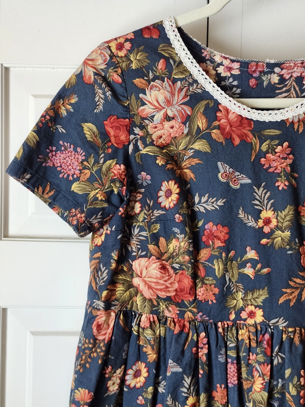 100% Cotton Blue Floral Short-Sleeve Dress - Picture 2 of 5